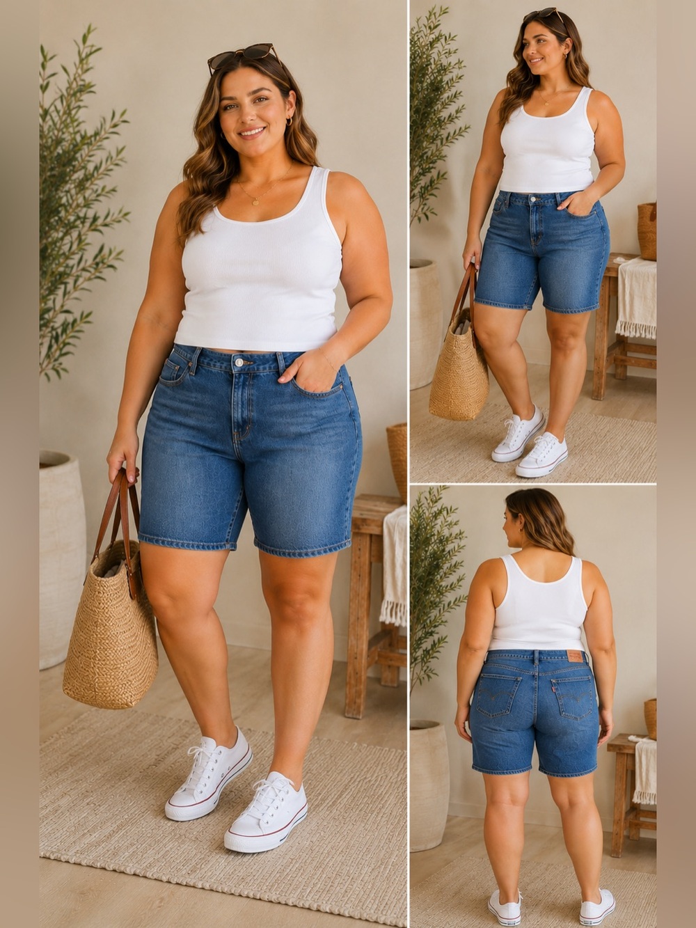 Levi’s Classic Blue Denim Bermuda Shorts Women’s Size 31 Mid Rise Stretch *
